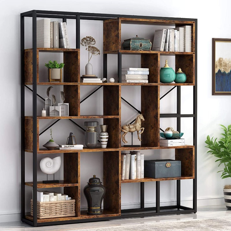 Staggered Living Room Bookcase Organizer Storage Rack Decor - waseeh.com