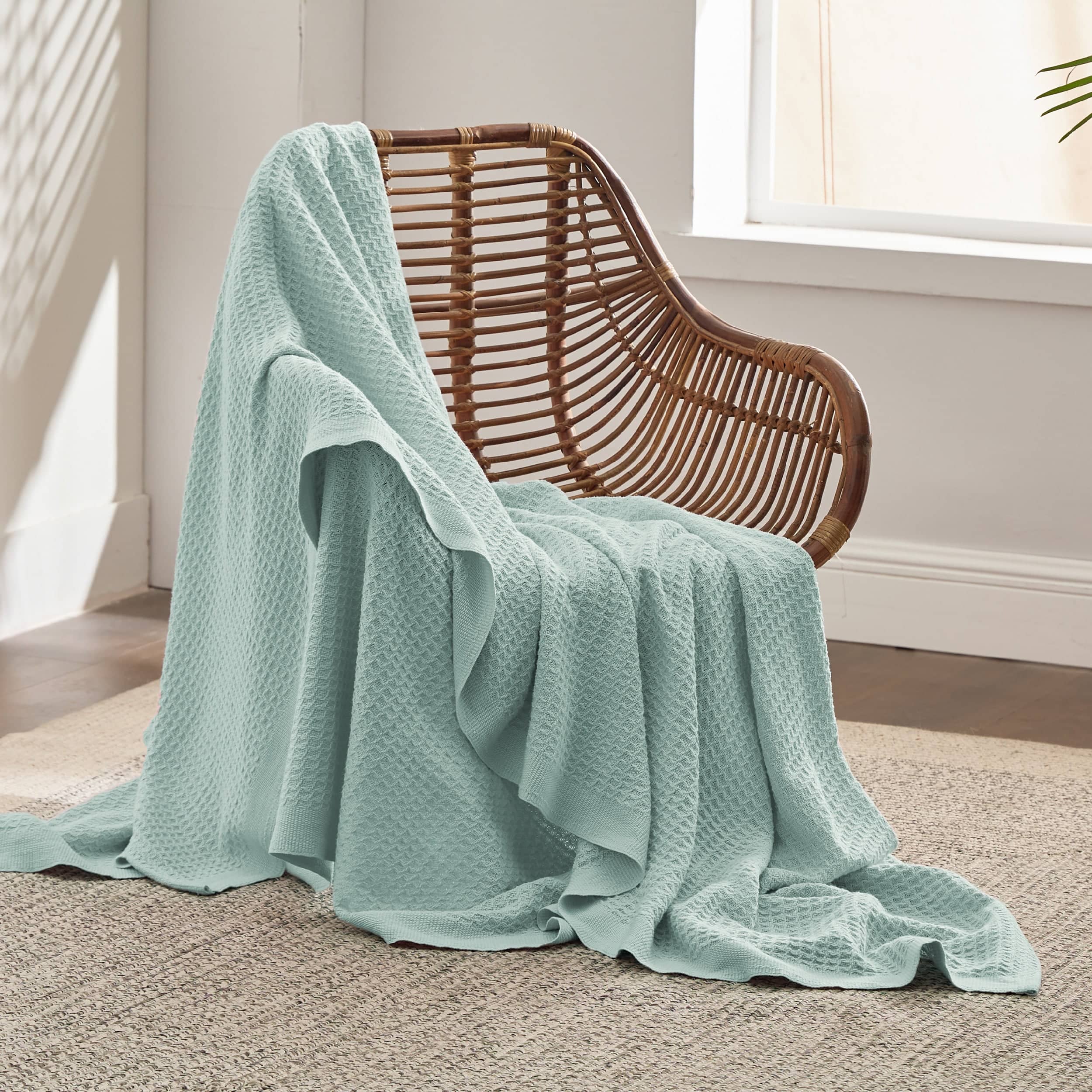 100% Cotton Waffle Blankets - Mint
