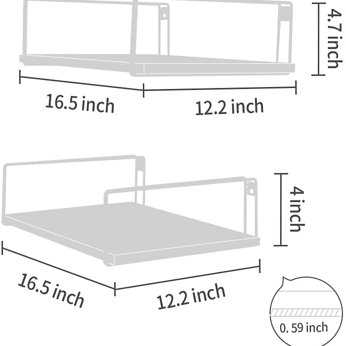 Carbonized Lounge Livin g Room Floating Organizer Shelve (Set of 2) - waseeh.com