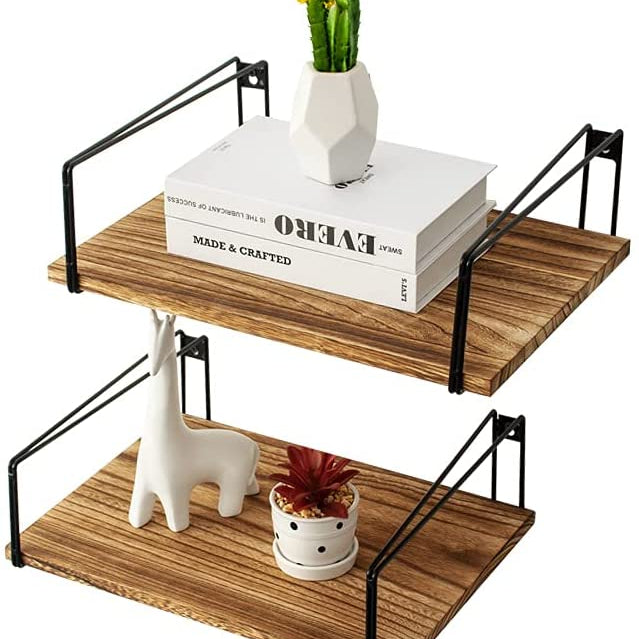 Carbonized Lounge Livin g Room Floating Organizer Shelve (Set of 2) - waseeh.com