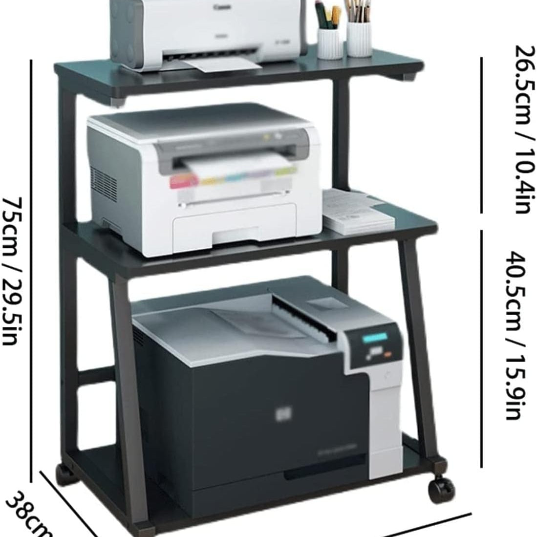 DAPERCI Portable Wooden Shelf Metal Frame Printer Cart - waseeh.com