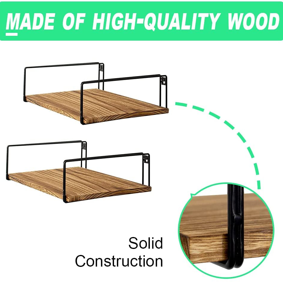 Carbonized Lounge Livin g Room Floating Organizer Shelve (Set of 2) - waseeh.com