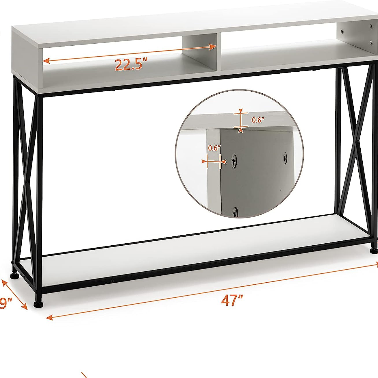 3-Tier Console Table Wood Sofa Table with Open Shelf - waseeh.com