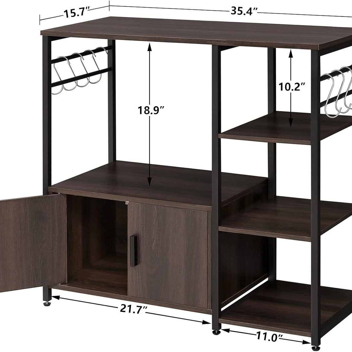 Iwell Living Dining Room Kitchen Microwave Stand Cabinet Utility Storage Shelve Rack