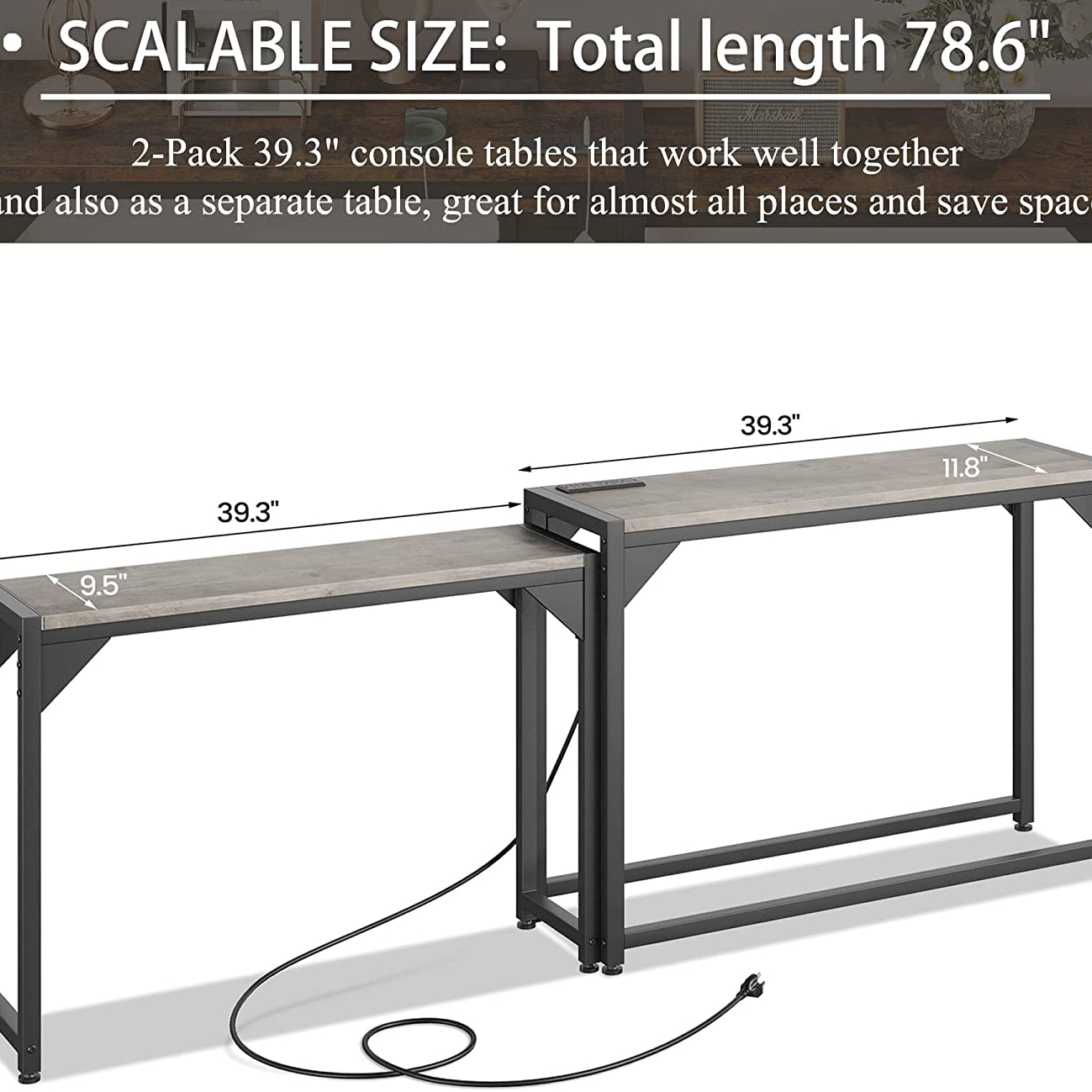 Amyove Nesting Console Narrow Long Entryway Table Pack of 2 - waseeh.com