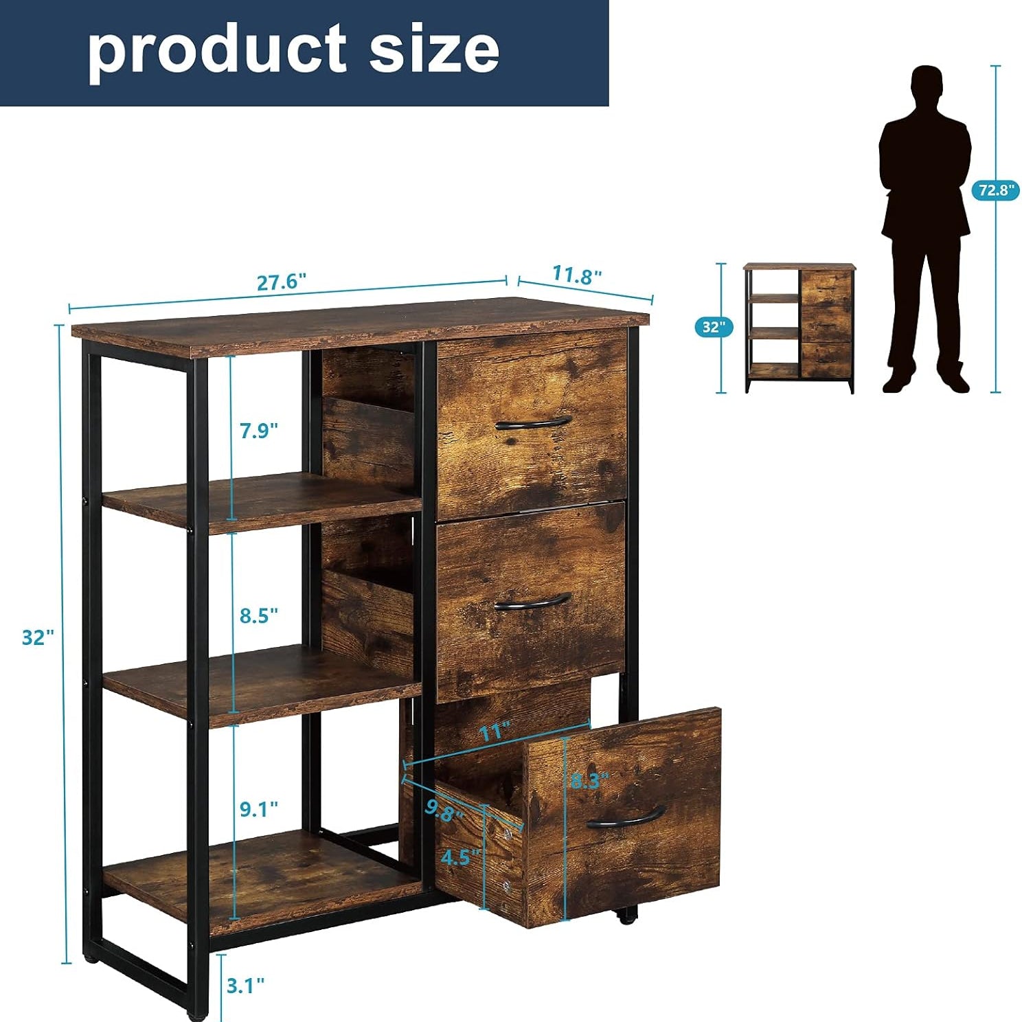 Vinglie Cabinet Storage Drawer Bathroom Bedroom Lounge Rack