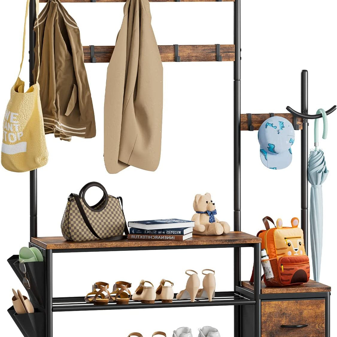 Lulive Coat Shoe Bench Entryway Sturdy Organizer Storage Shelve Rack - waseeh.com