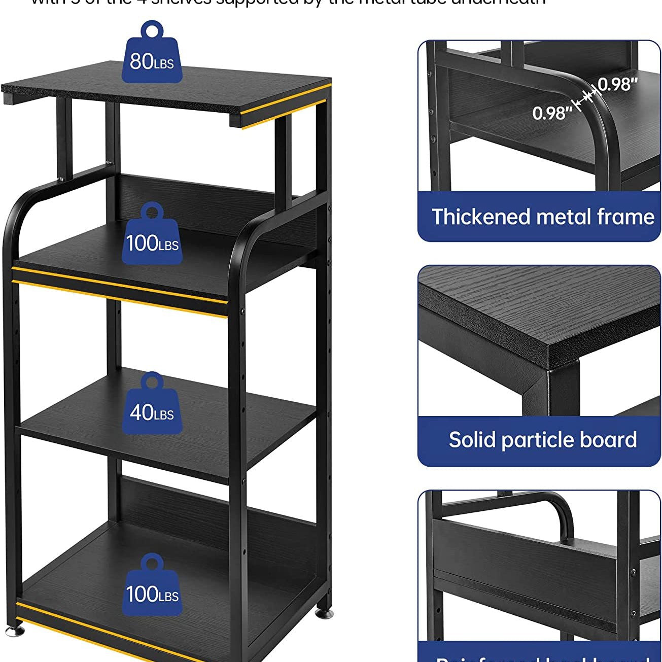 Printer Stand with Adjustable Storage Shelf, Large Tall Printer Table with Wheels - waseeh.com
