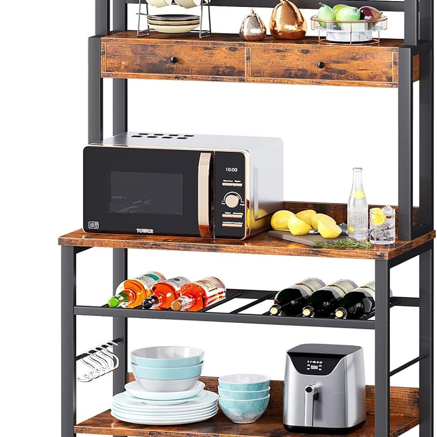 Doku Kitchen Microwave Storage Drawers Bakers Rack With Hooks