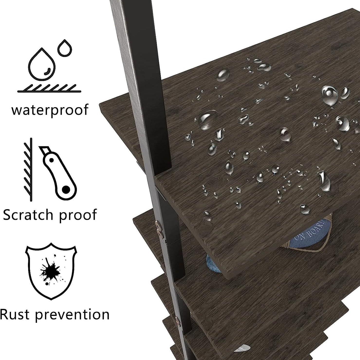 Open Tall Wall Mount Bookcase Standing Leaning Wall Shelves - waseeh.com