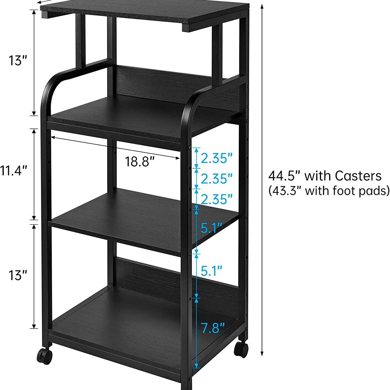 Printer Stand with Adjustable Storage Shelf, Large Tall Printer Table with Wheels - waseeh.com