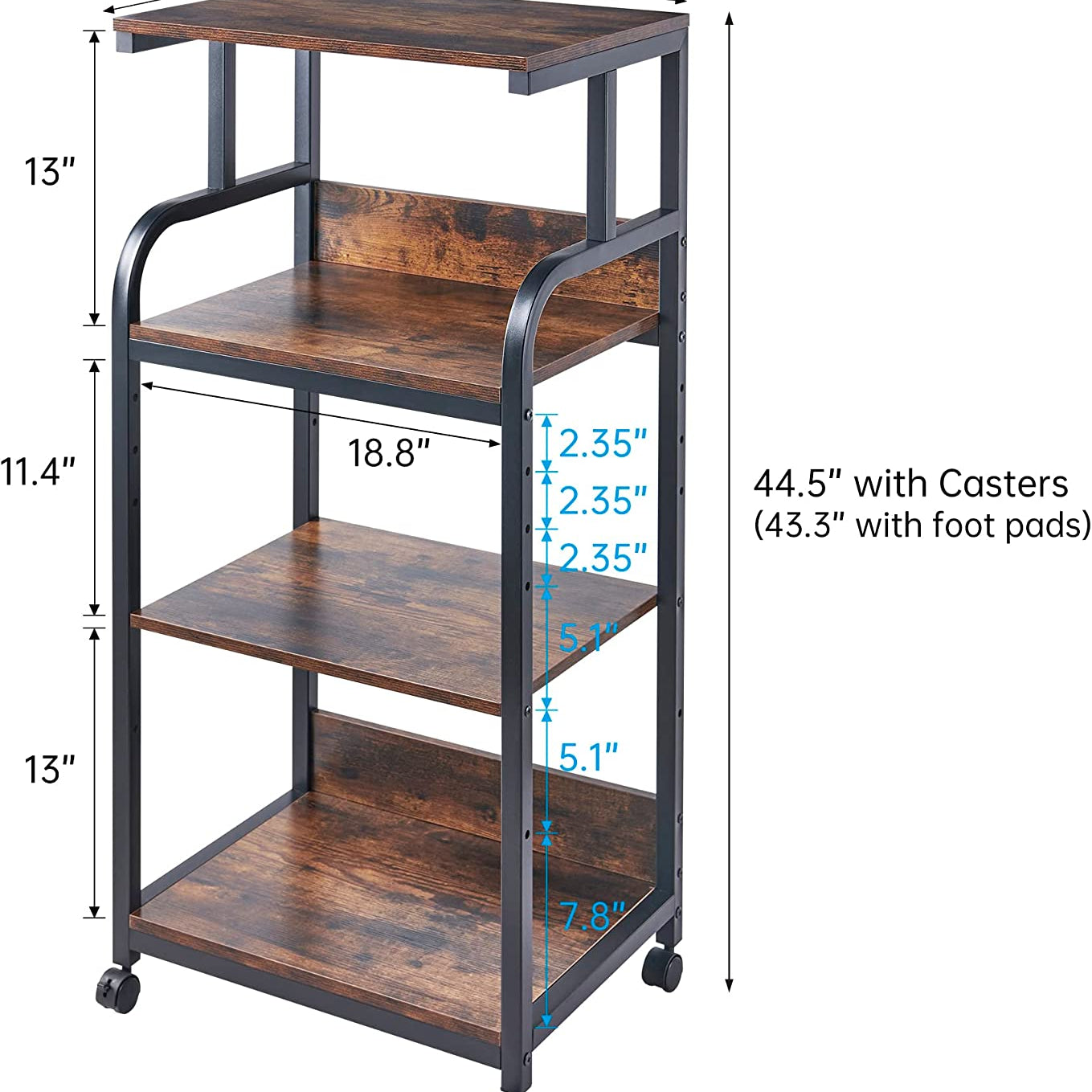 Printer Stand with Adjustable Storage Shelf, Large Tall Printer Table with Wheels - waseeh.com