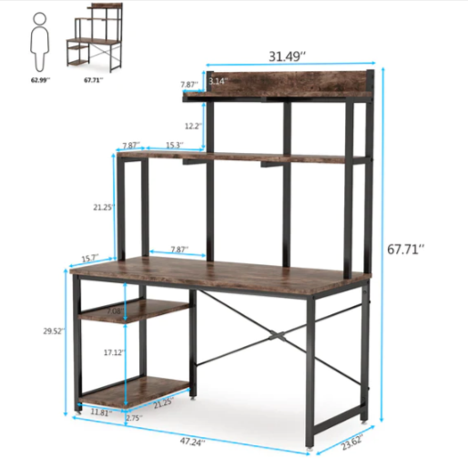 Vicinity Vintage Computer Workstation Home Office Desk Table - waseeh.com