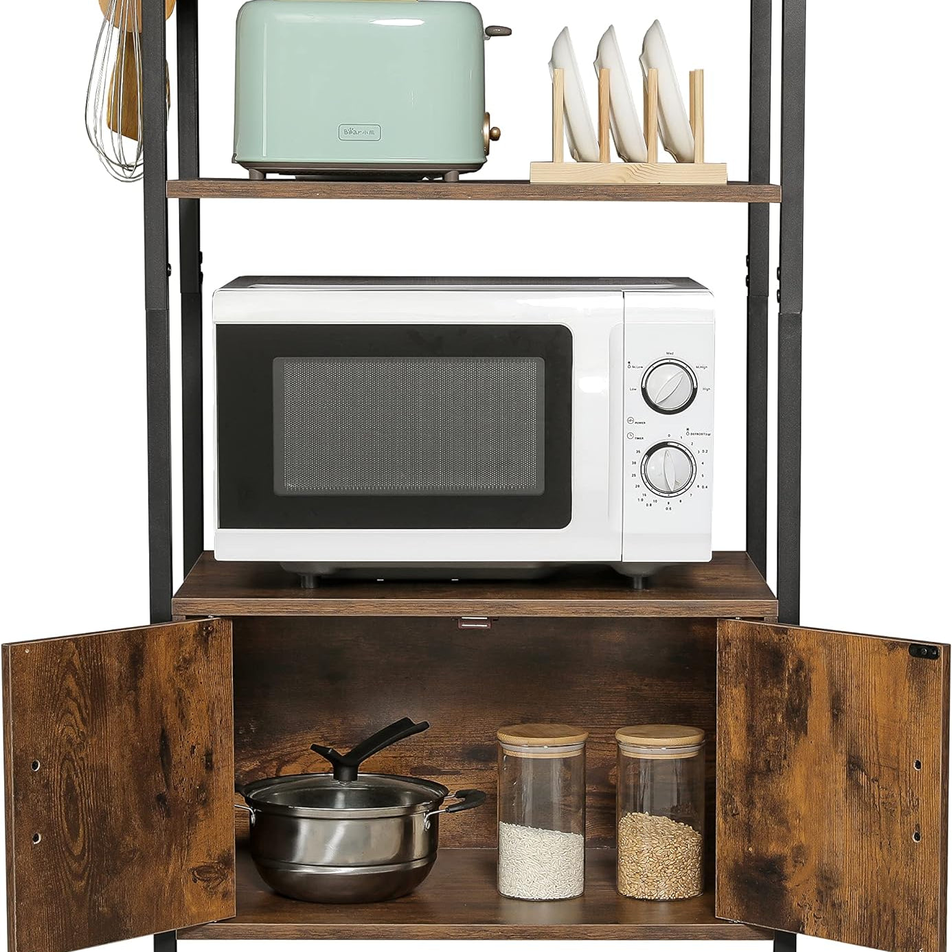 Iwell Living Dining Room Kitchen Microwave Stand Cabinet Utility Storage Shelve Rack