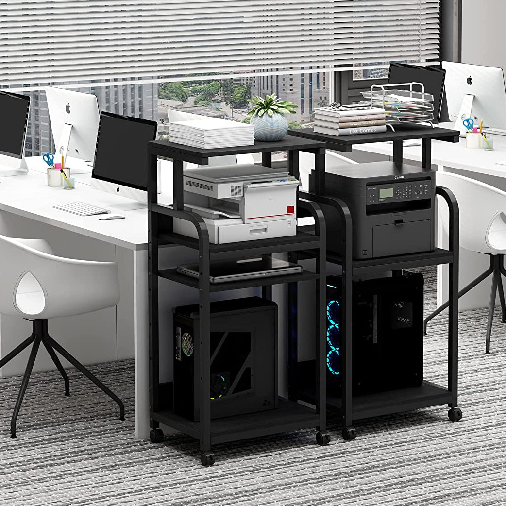 Printer Stand with Adjustable Storage Shelf, Large Tall Printer Table with Wheels - waseeh.com