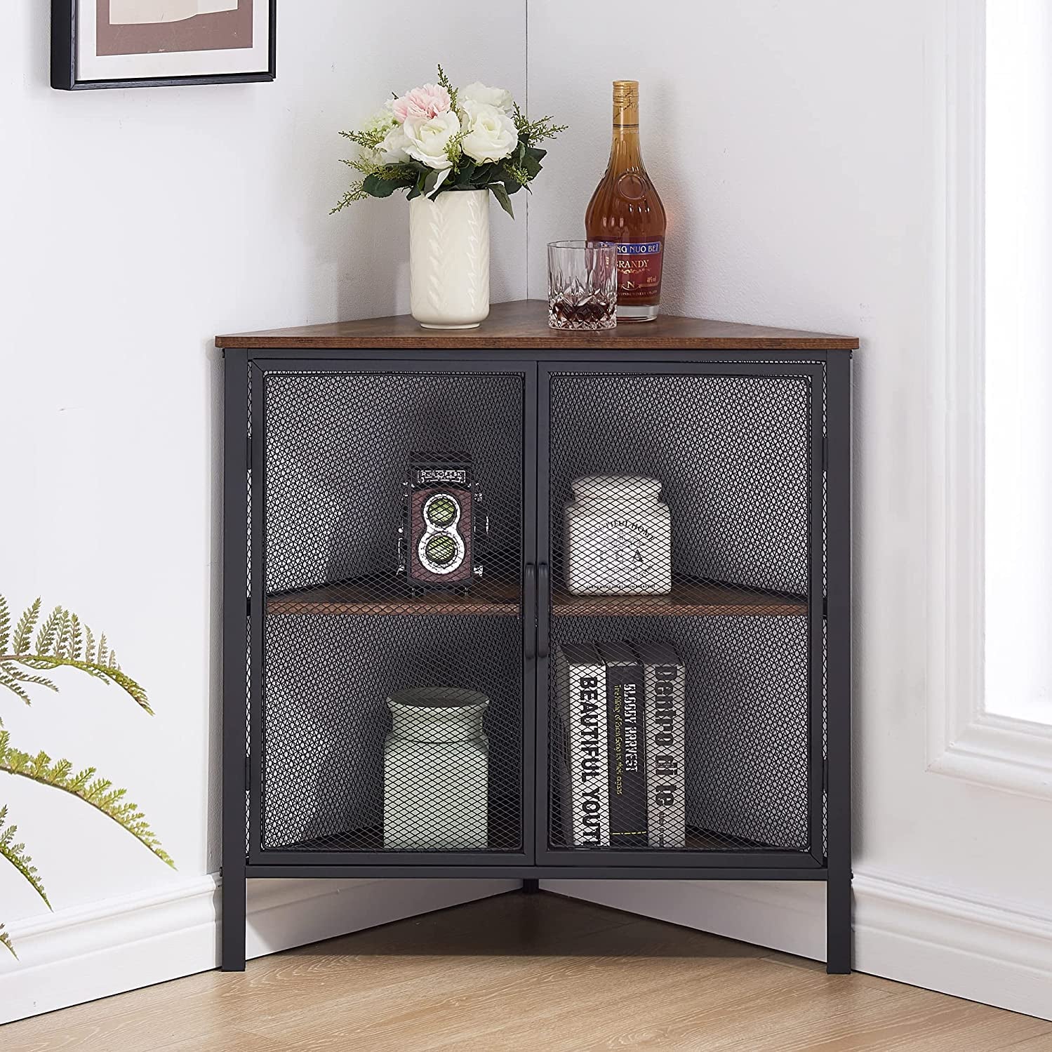 Corner Metal Frame Storage Shelf Organizer for Small Space - waseeh.com