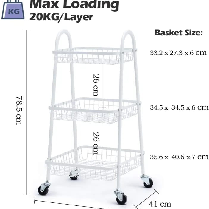 Tiny Rolling Kitchen Storage Organizer Trolley