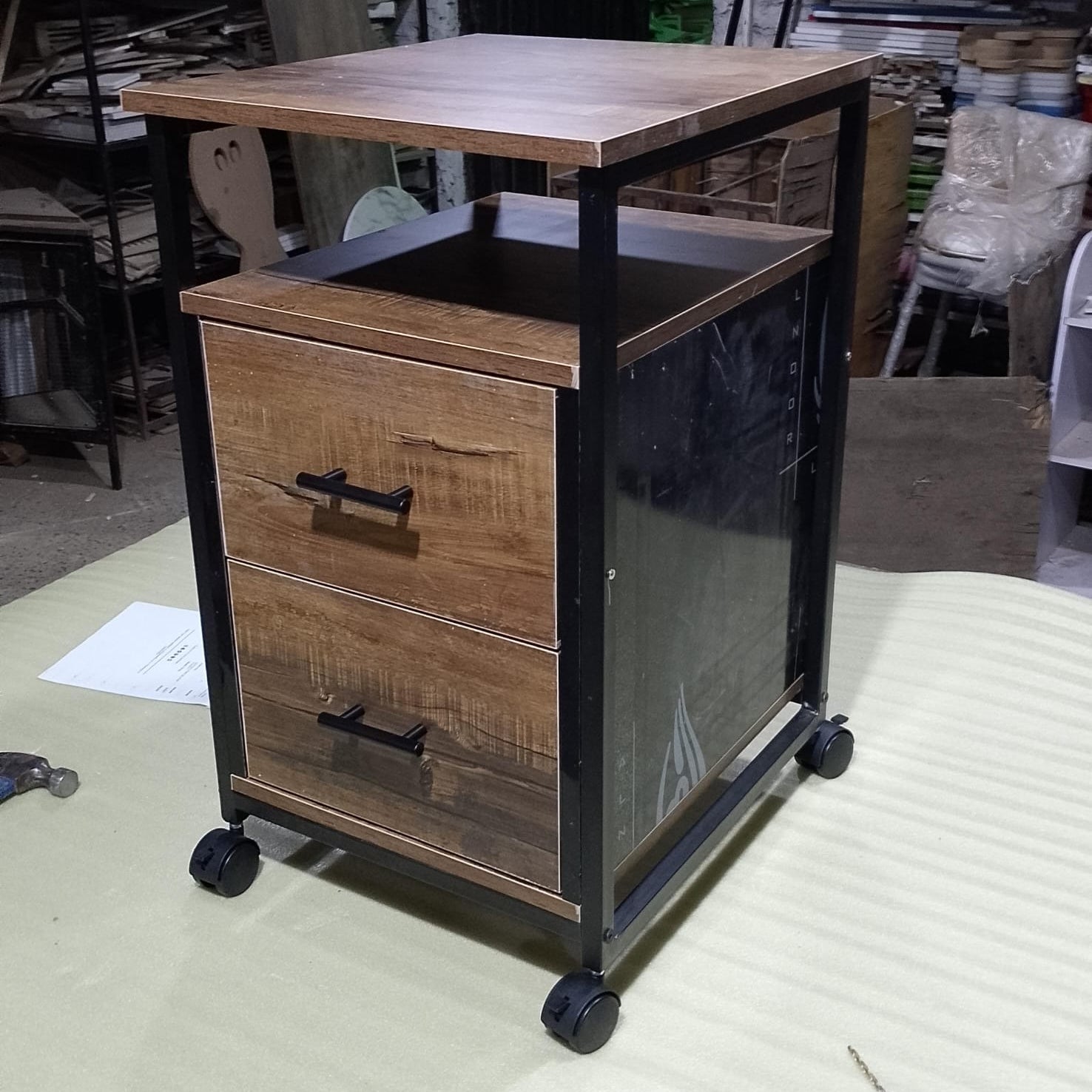 Way Side Office Home Drawer Side Table Rolling Trolley