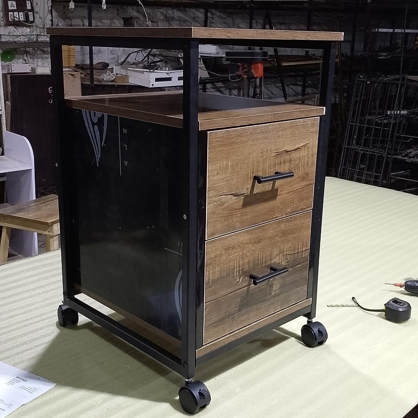 Way Side Office Home Drawer Side Table Rolling Trolley