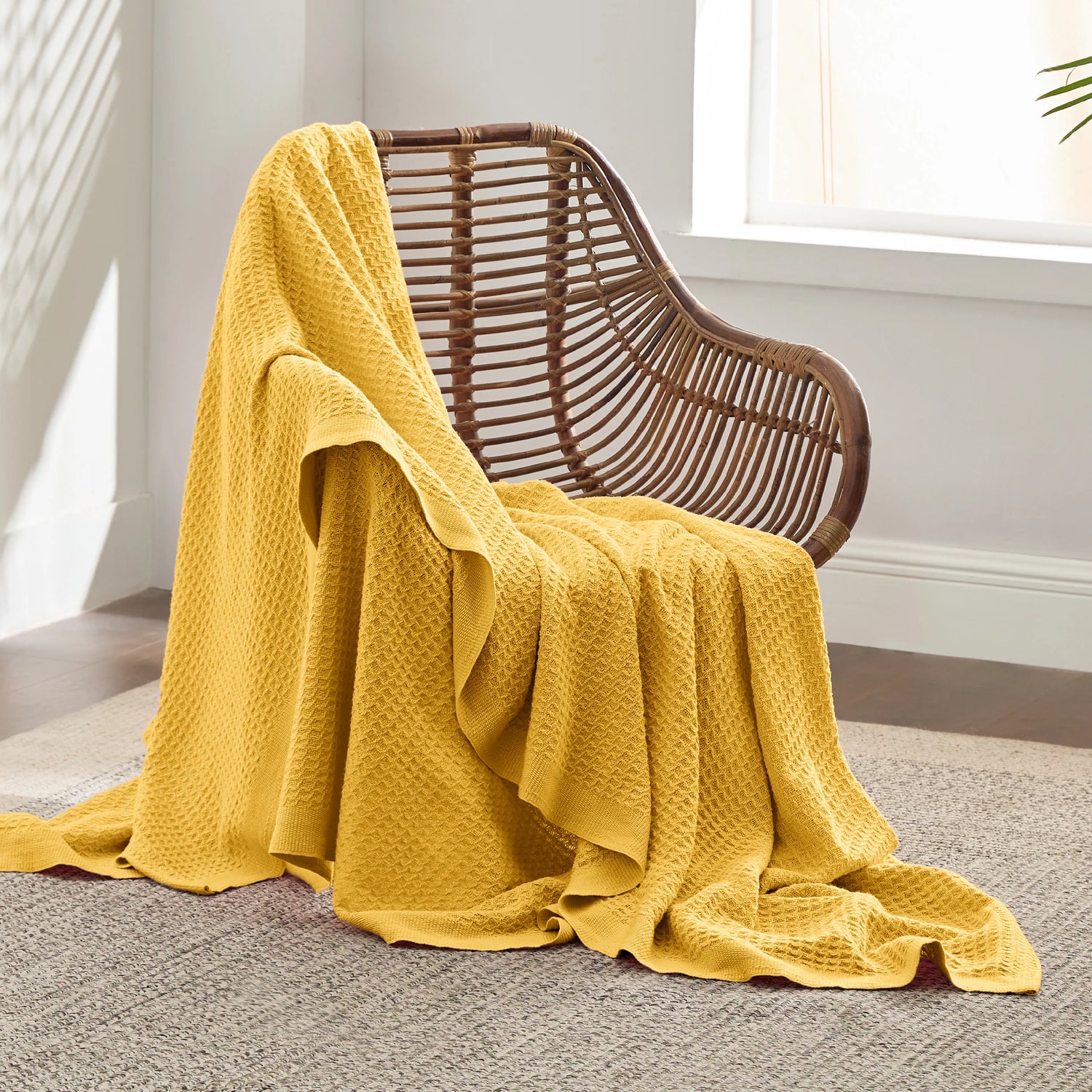 Waffle Blankets 100% Cotton - Light Yellow
