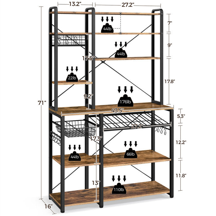 Rashel Wood Standard Baker's Rack with Microwave Compatibility - waseeh.com