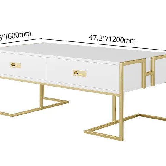 Jocise White Rectangular Living Lounge Bedroom Coffee Center Table - waseeh.com