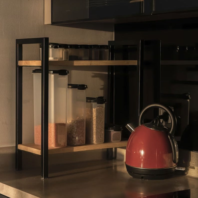 Twin Ledge Coffee Tea Spice Organizer Storage Kitchen Rack - waseeh.com