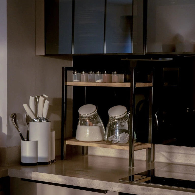 Twin Ledge Coffee Tea Spice Organizer Storage Kitchen Rack - waseeh.com