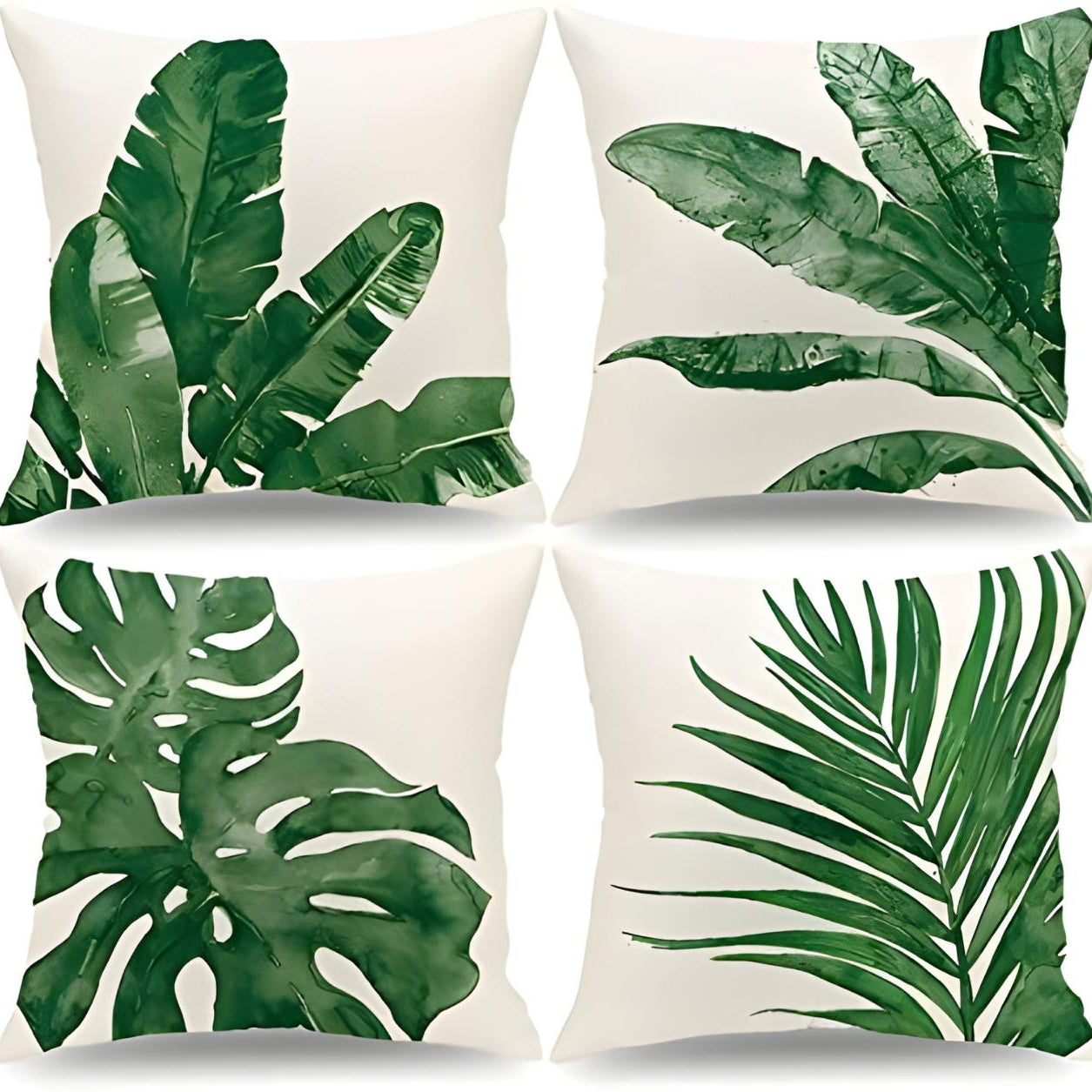 Palm Tree Tropical Leaves Cushion Covers Pack of 4