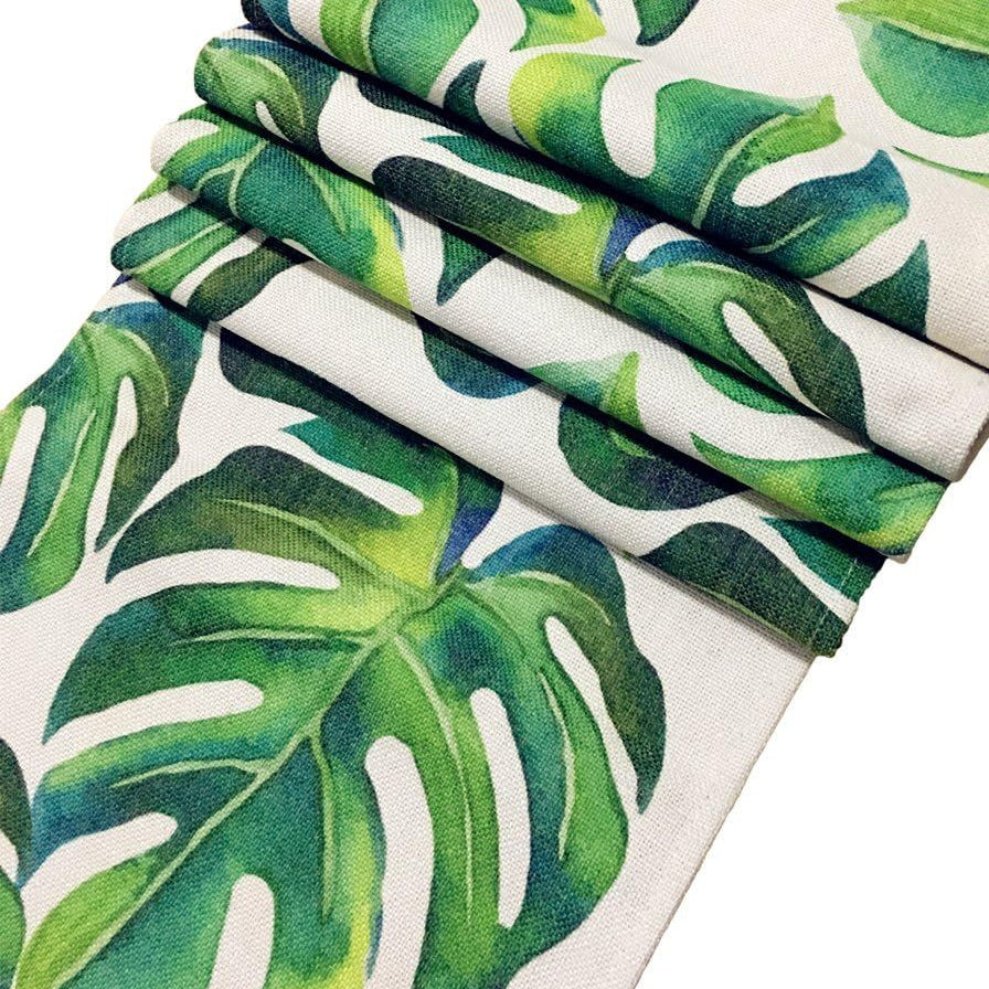 Monstera Leaf Green Plant Table Runner