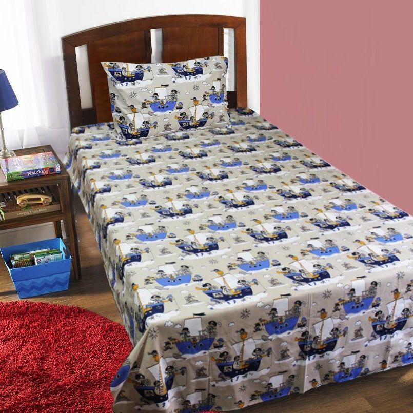 Single Kids Bed Sheet - Boats