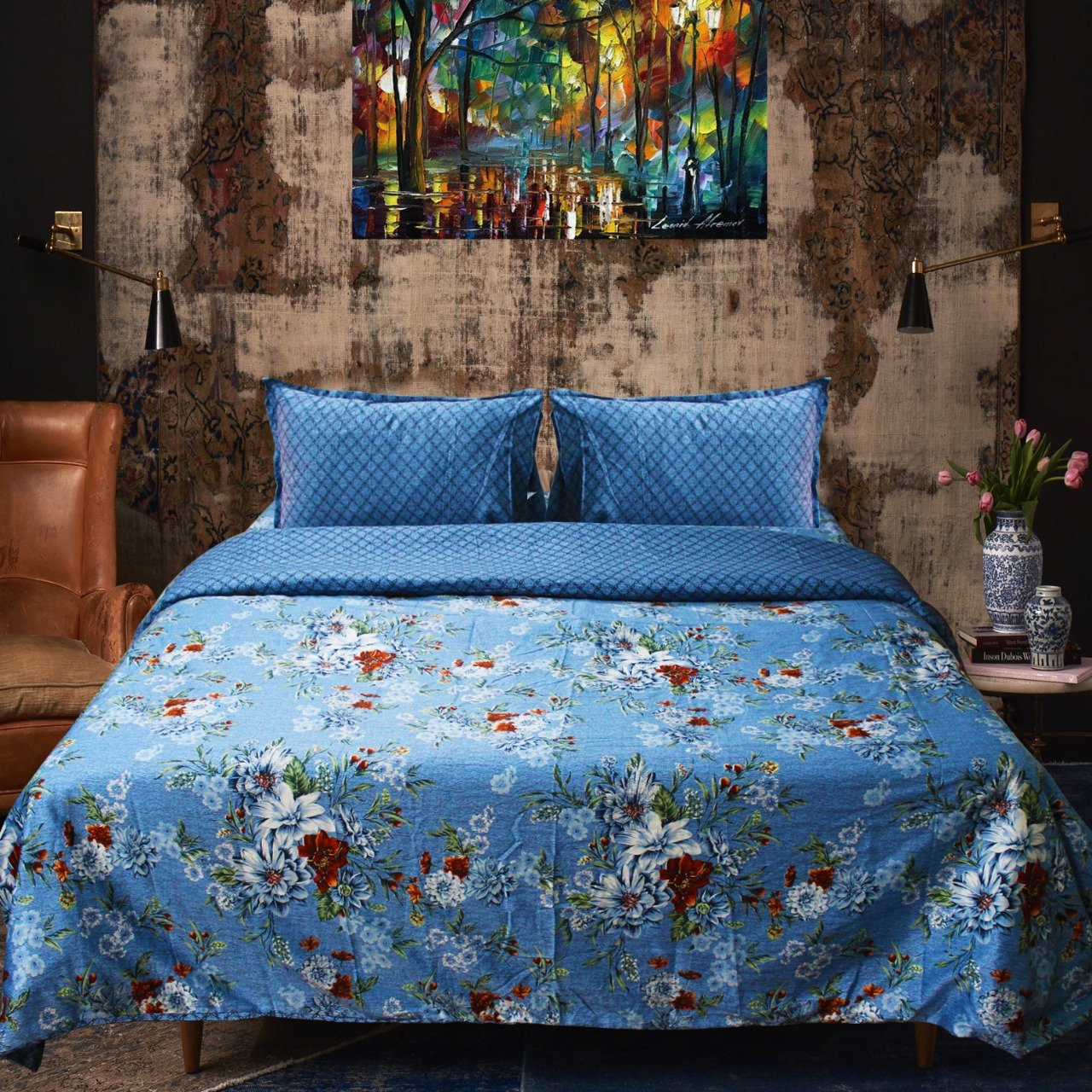 Cotton satin Bed Sheet With 2 Pillows