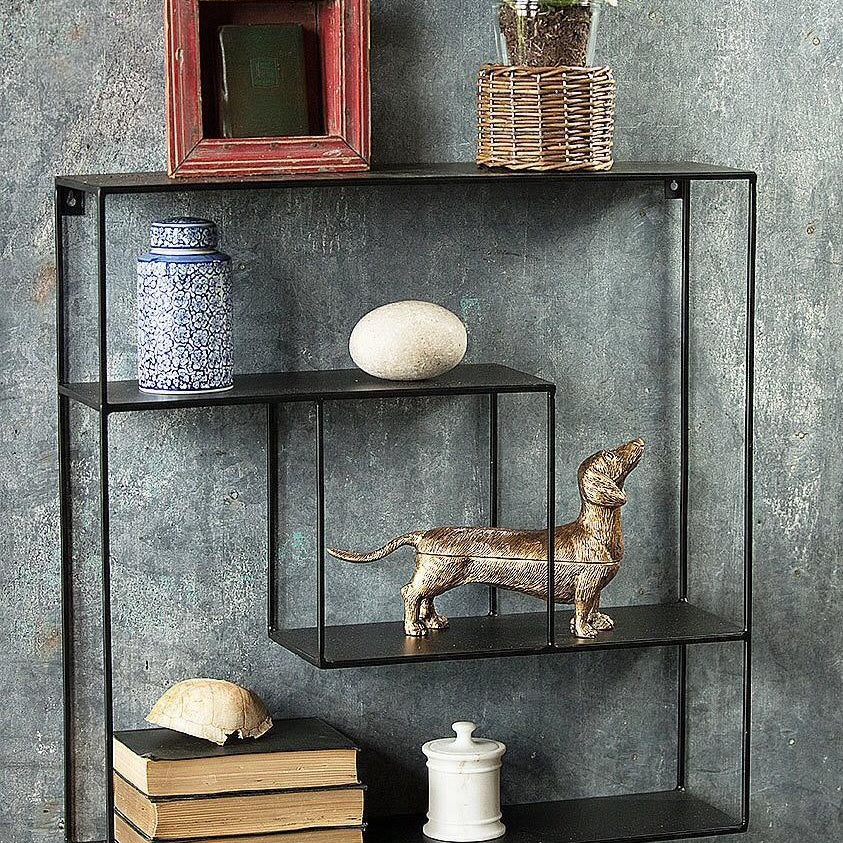 Wall-Mounted "Square Shaped" Floating Metal Storage Shelve Frame Decor - waseeh.com