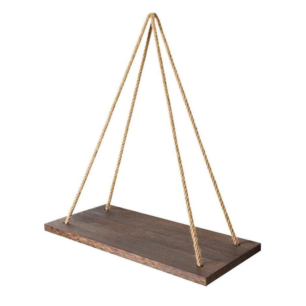 Rope Floating Solid Wood Wall Hanging Shelves