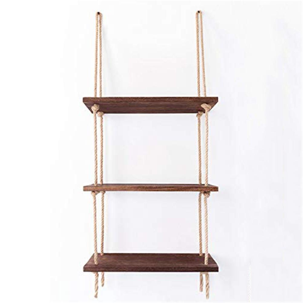 Rope Floating Solid Wood Wall Hanging Shelves